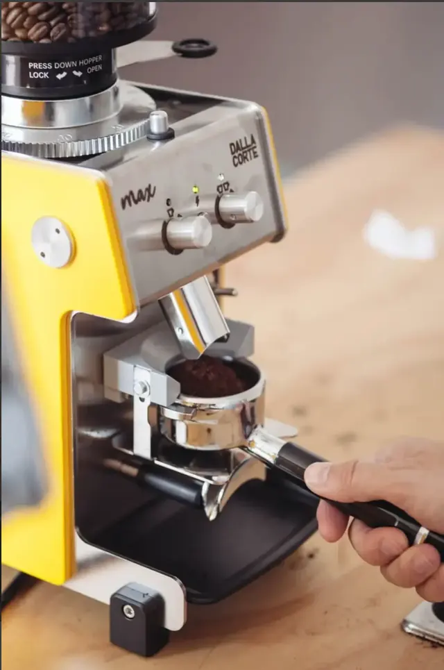 Dalla Corte Max with portafilter, angled view
