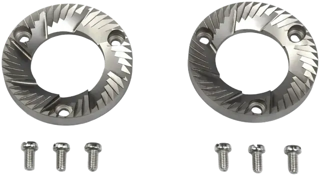 54 mm special steel burrs for the X54 grinder, both burrs with mounting screws