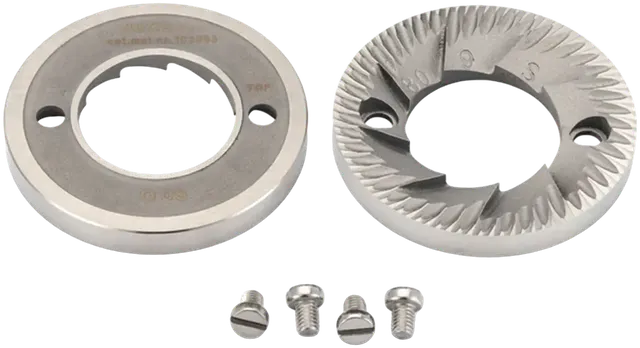 80 mm premium cast steel burrs for the E80S and PEAK grinders, both burrs with mounting screws