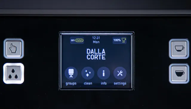 Dalla Corte Icon touchscreen and buttons, close-up