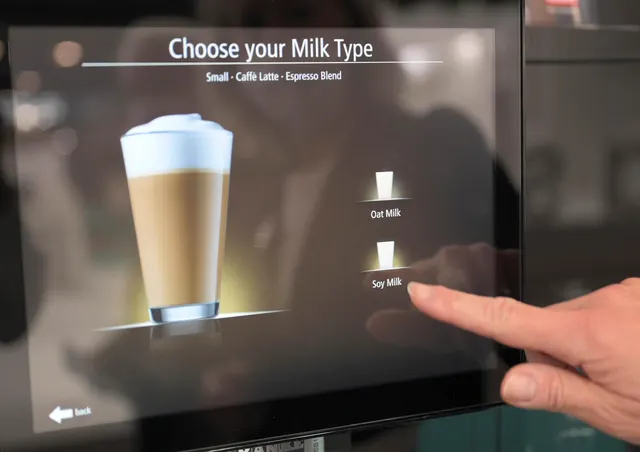 Franke A600 touchscreen, milk selection