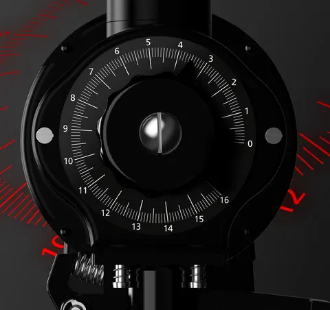 Mahlkönig EK43 grind size scale, close-up