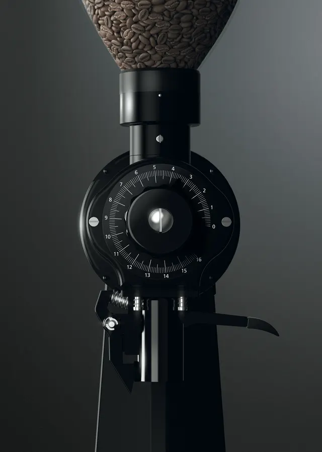 Mahlkönig EK43 on a dark background, front view