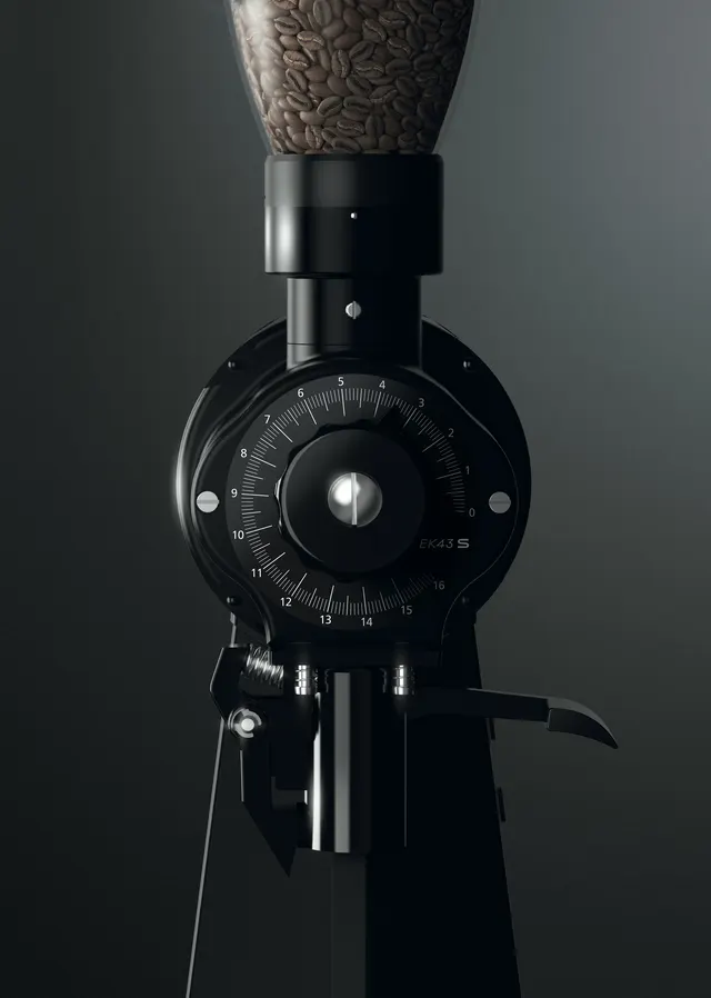 Mahlkönig EK43S on a dark background, front view