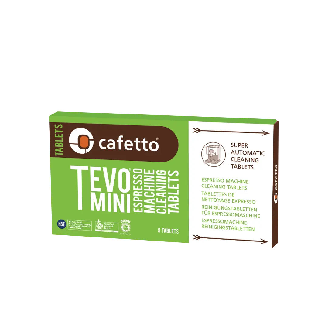 kavos aparato valymo tabletės cafetto tevo mini pakuotė. pakuotėje 8 tabletės.